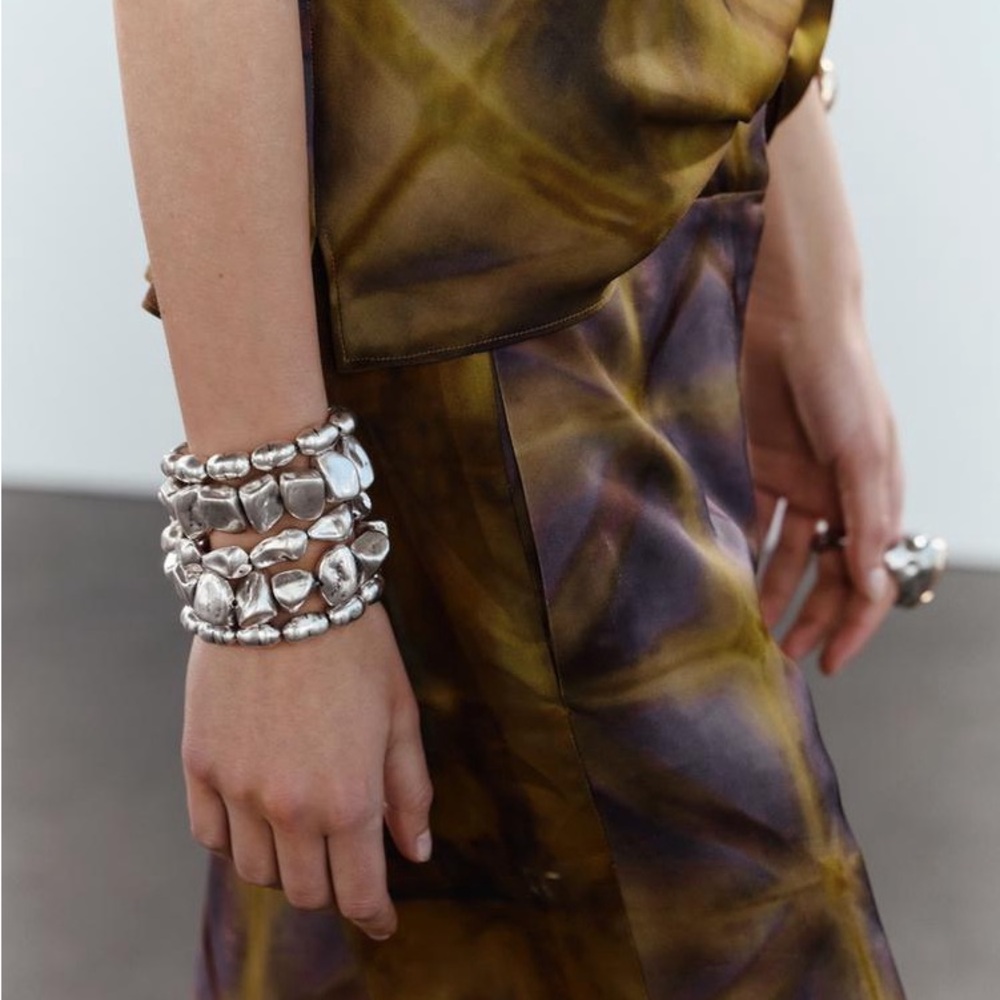 Silver Beaded Bracelet Set